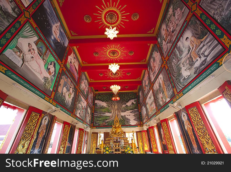 Buddhist temple with picture in thailand