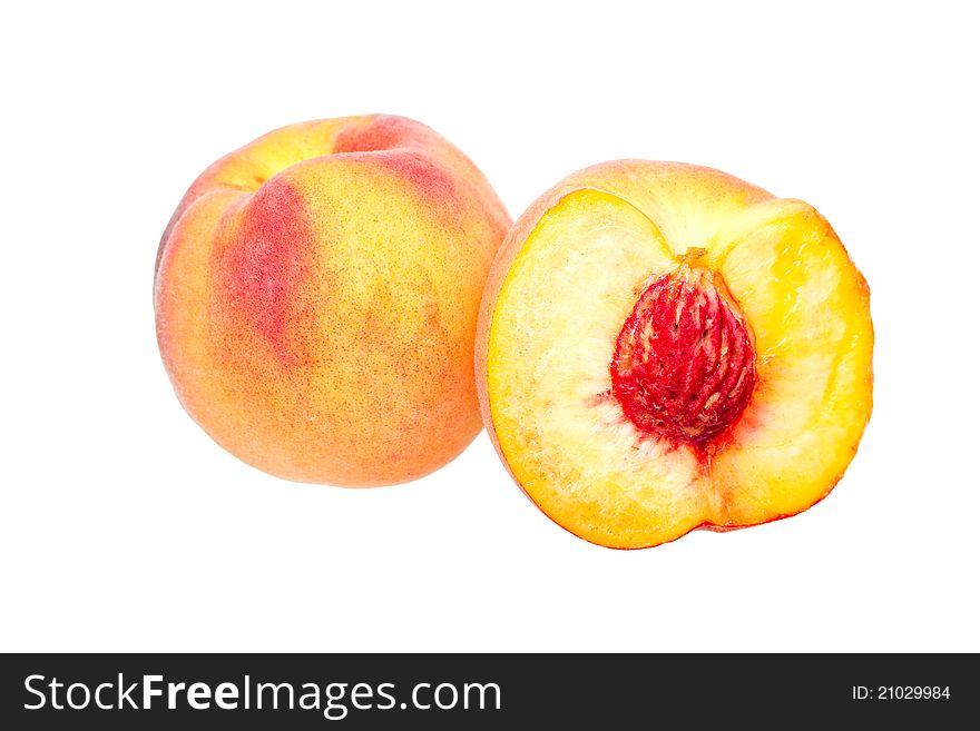Fresh peach - isolated on white