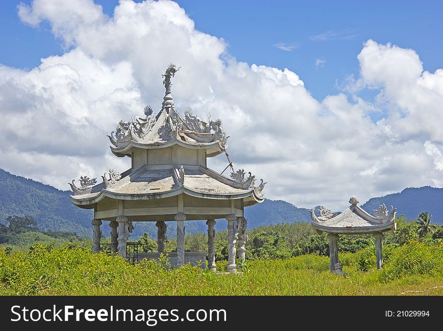 Chinese Pavilion with cloud and sky