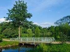 Romantic Green Wooden Footbridge Royalty Free Stock Photo Romantic Green Wooden Footbridge Royalty Free Stock Photo