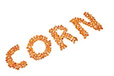 Corn Word Made Out From Corn Seeds. Stock Photos Corn Word Made Out From Corn Seeds. Stock Photos