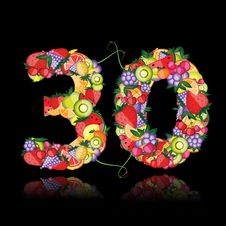 Free Number Thirty Made From Fruits. Royalty Free Stock Image - 21039296