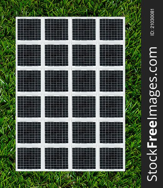 Conceptual renewable images against artificial lawn. Conceptual renewable images against artificial lawn