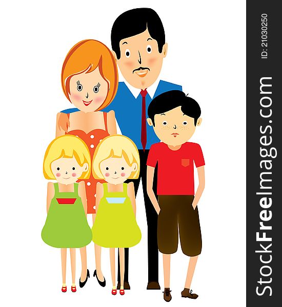 Happy Suburban Family, Cartoon