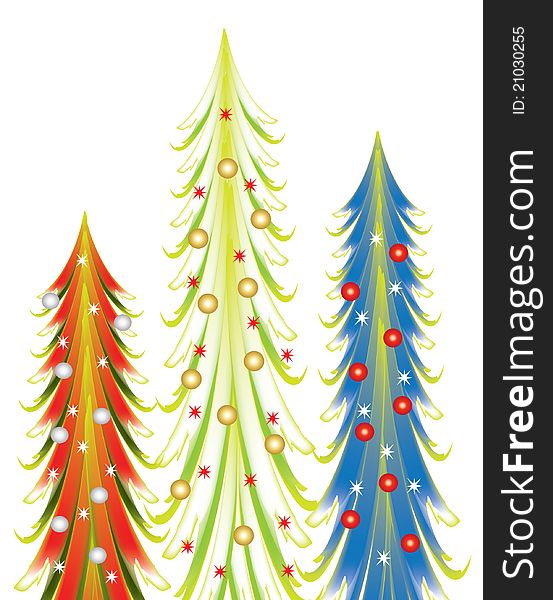 Colourful abstract Christmas trees with a stars. Colourful abstract Christmas trees with a stars