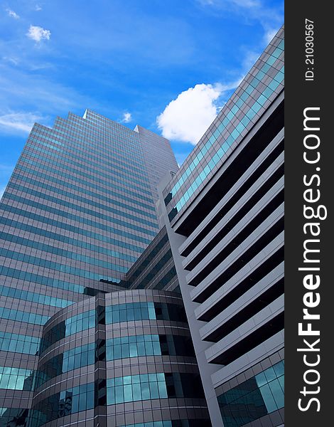 Modern Business buildings outdoor on blue sky background
