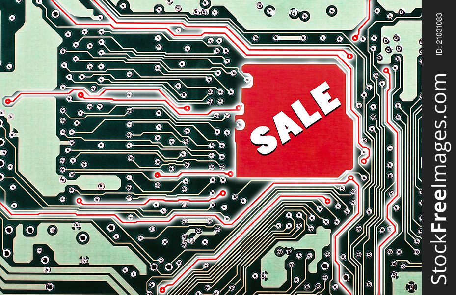 A circuit board for a sale. Close up