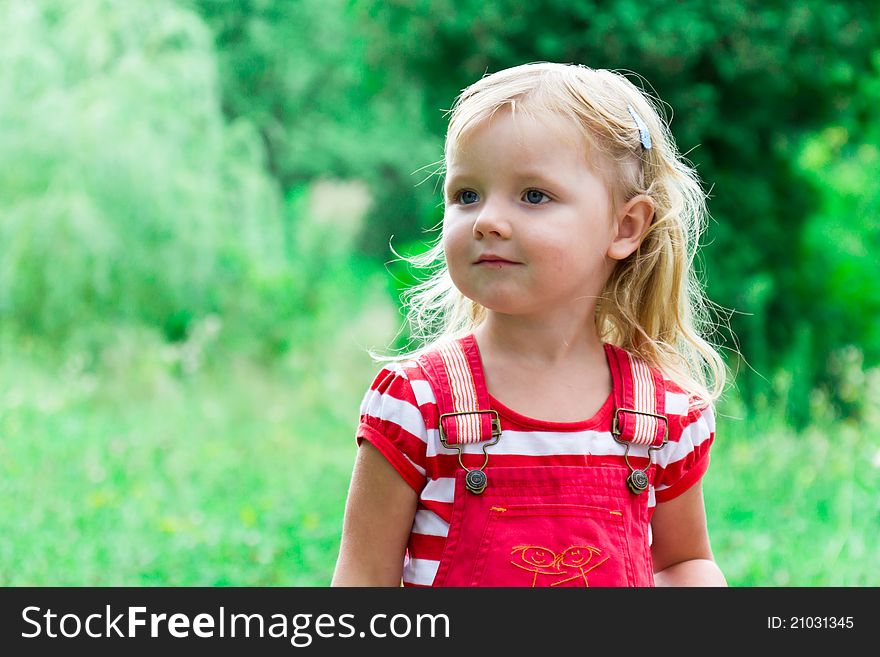 Beautiful girl in the meadow outdoor