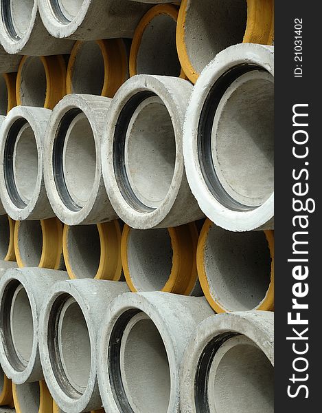 Concrete sewer pipe warehouse prepare to use