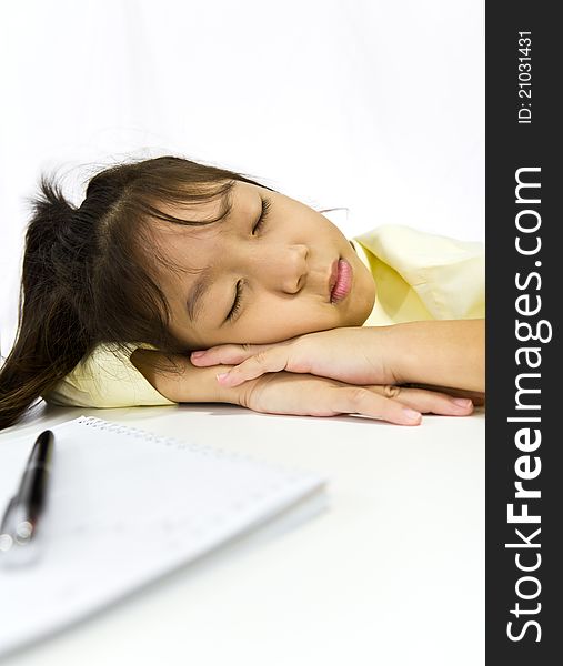 Young Woman Sleeping at Work