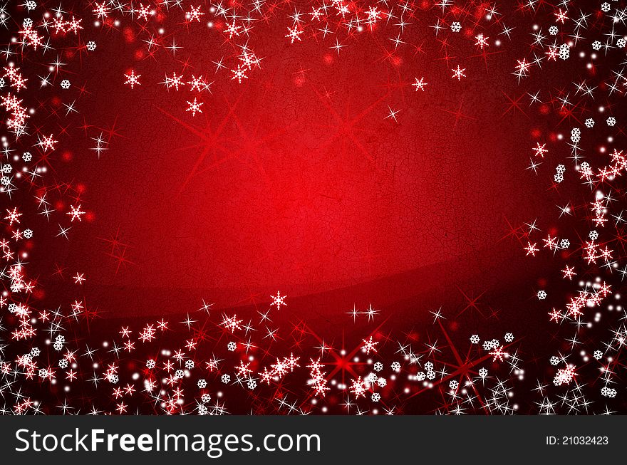 Winter Red Christmas Background With Snowflakes