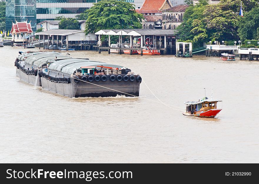 Thai Riverboat With Sand Boat