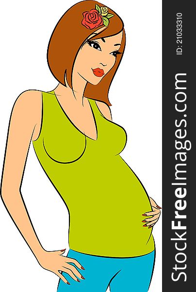 Beautiful pregnant girl. illustration for a design