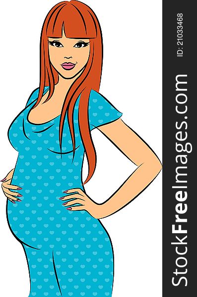 Beautiful pregnant girl. illustration for a design