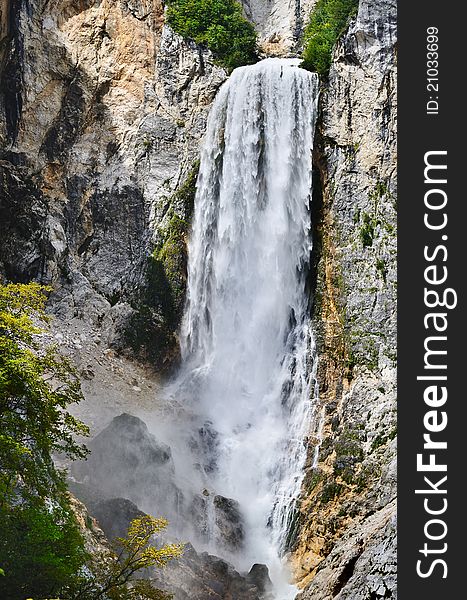 Waterfall Boka In Slovenia