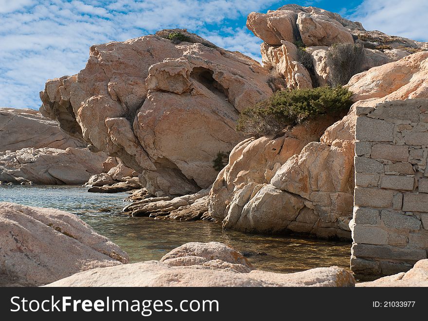 Pink granite rocks on the Island La Maddalena in Sardinia. Pink granite rocks on the Island La Maddalena in Sardinia