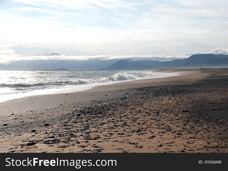 Langaholt beach and sea in Iceland. Langaholt beach and sea in Iceland