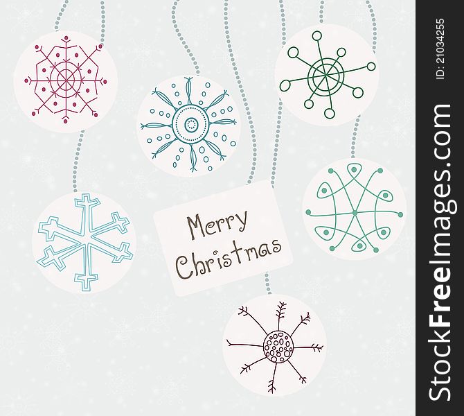 Christmas card with abstract snowflakes