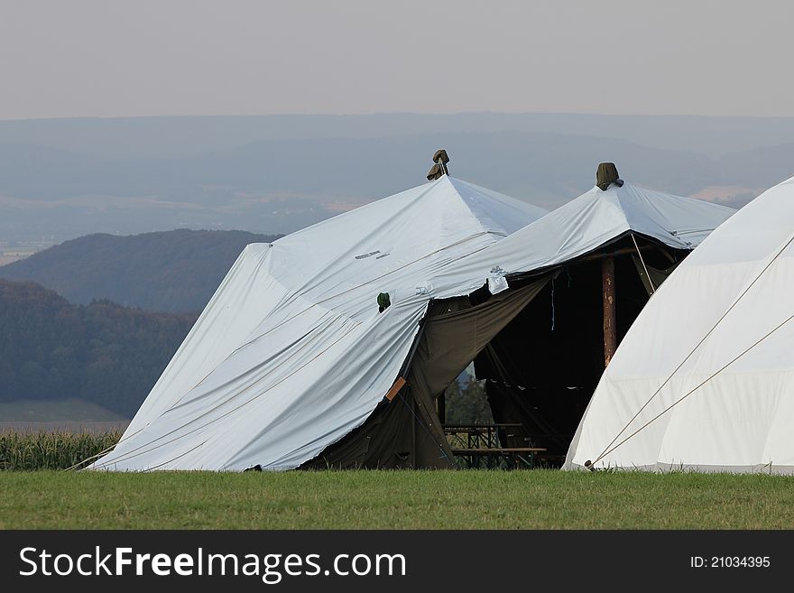 Some white camping tents in germany