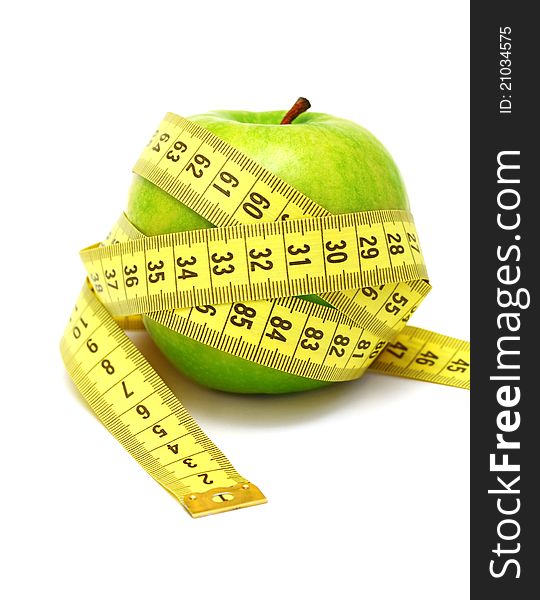 Apple and measuring tape (isolated)