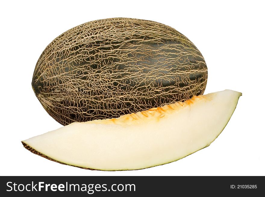 Fresh ripe melon isolated over white background