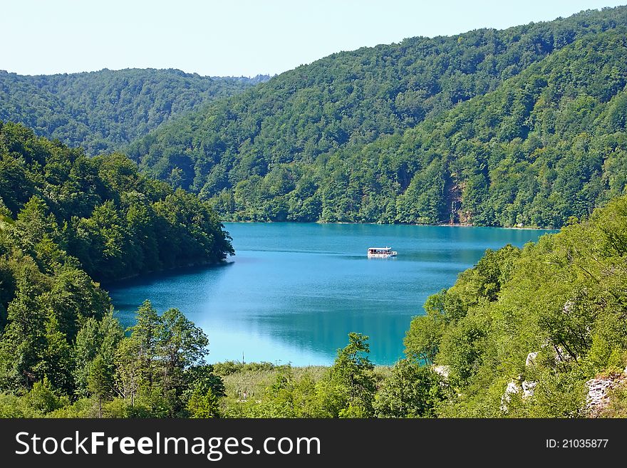 Lake in deep forest in the Plitvice Lakes national park in Croatia