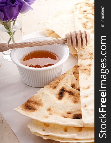 Traditional Sardinia's bread and honey