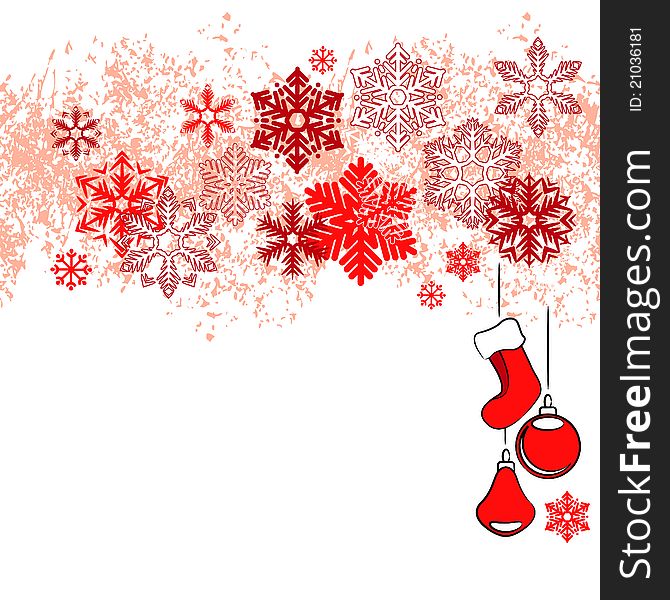 Christmas Card With Red Snowflakes