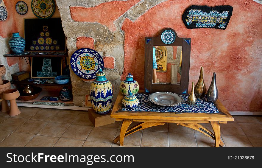 An old antique dining room interior inside classic home. An old antique dining room interior inside classic home