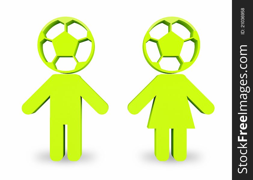 3d green male and female sign for football.