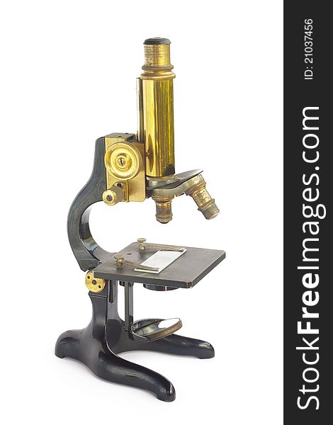 Old fashion microscope on white background. Old fashion microscope on white background