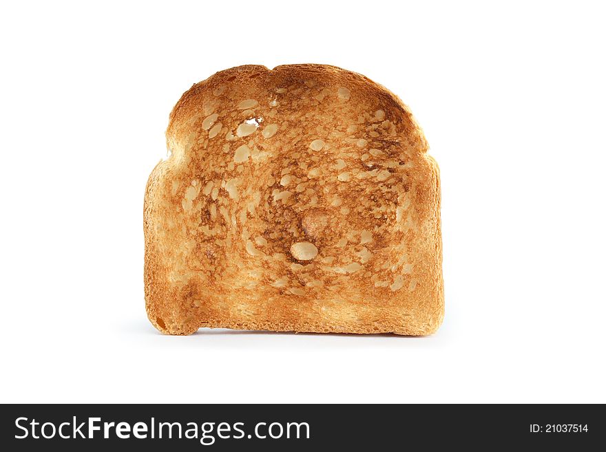 Closeup of toast standing on white background. Isolated with clipping path. Closeup of toast standing on white background. Isolated with clipping path