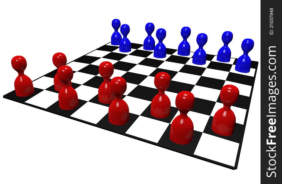 Pawn chess game, 3d render isolated on white