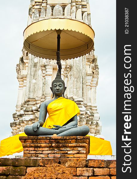 Black buddha image at a temple in Ratchaburi,Thailand