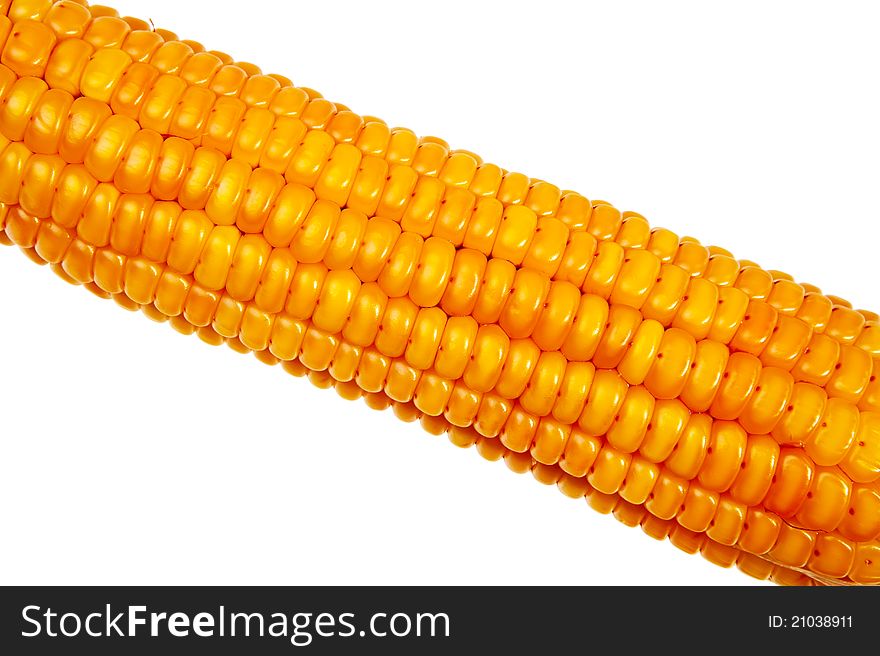 Corn cob closeup isolated over white background. Corn cob closeup isolated over white background.