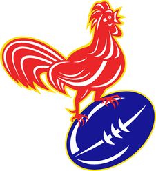 Rooster Cockerel On Top Of Rugby Ball Stock Image Rooster Cockerel On Top Of Rugby Ball Stock Image