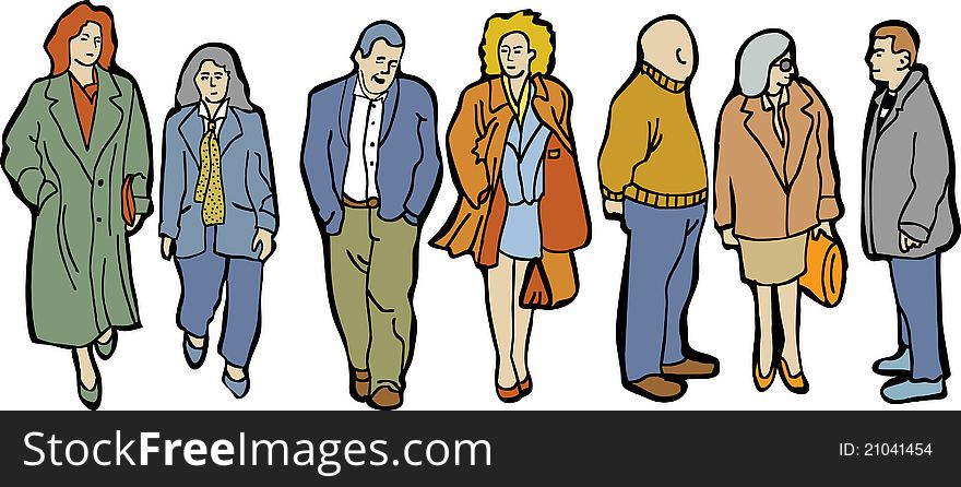 Several different unrecognizable business people on the white background. Colored vector illustration. Several different unrecognizable business people on the white background. Colored vector illustration.