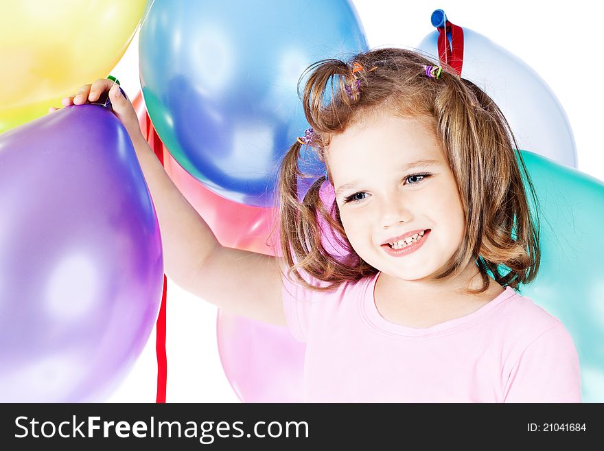 Foto-little girl holding balloons. Foto-little girl holding balloons