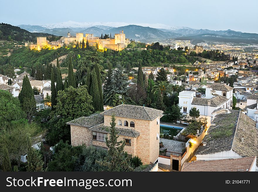 Aerial view of Granada, Andalusia, Spain