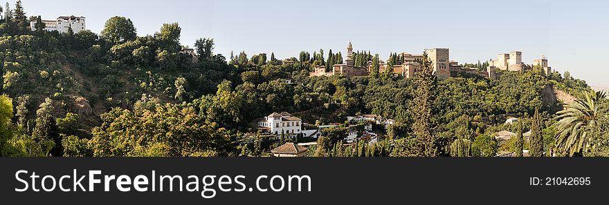 Panorama Of Aerial View Of Alhambra