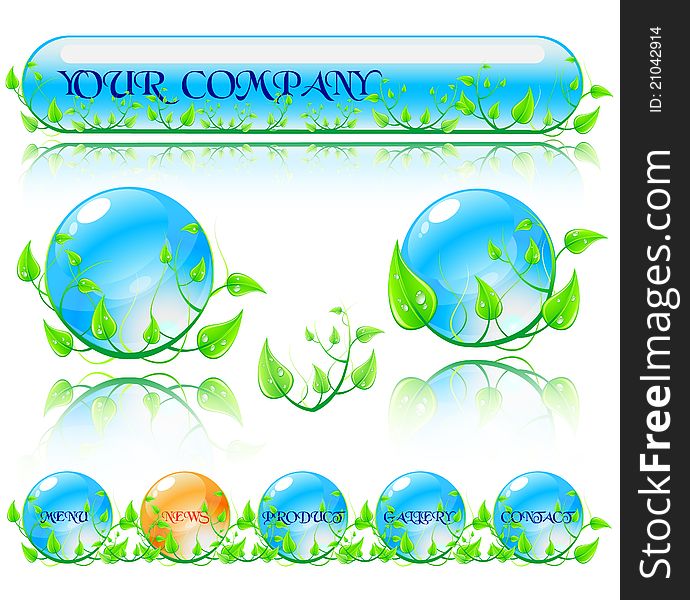 Abstract environmental theme elements. Website banners isolated on white background.