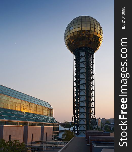 Knoxville Sunsphere at sunset, Knoxville, Tennessee.