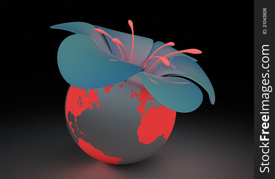 Render of the planet blooming. Render of the planet blooming