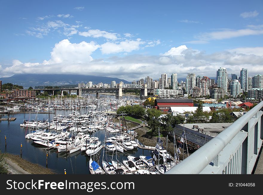 Granville Island Marina & Skyline, Vancouver BC.