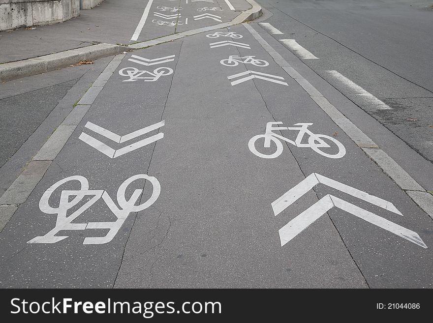 Bike Lane Symbol in Urban Setting