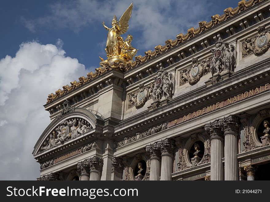 Main Facade of Palais Garnier Opera House; Paris, France