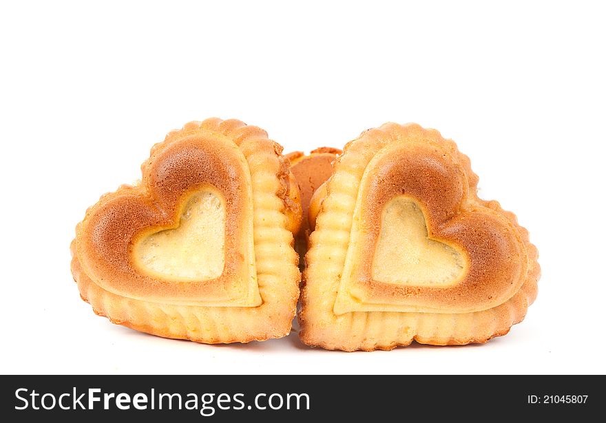 Muffins in a heart on a white background