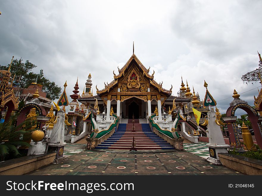 Temple built in traditional Thai architecture. Temple built in traditional Thai architecture