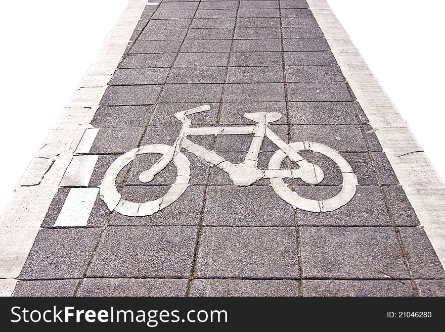 Bicycle road sing on white isolate background