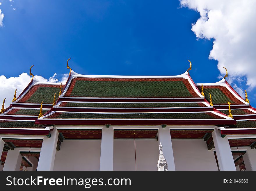 Traditional thai style roof temple, wat ratchanadda, thailand